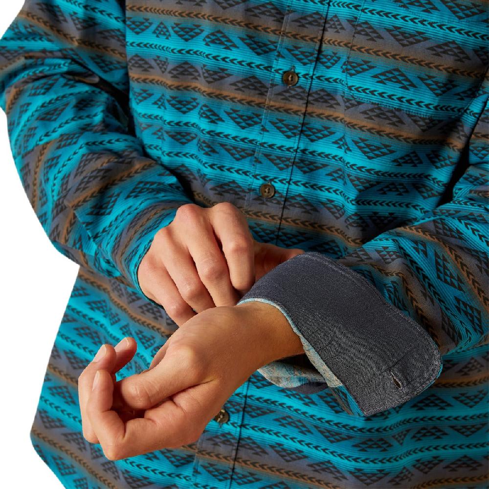 Ariat Turquoise Madison Modern Fit Men's Long Sleeve Collared Button Front Shirt 10052306