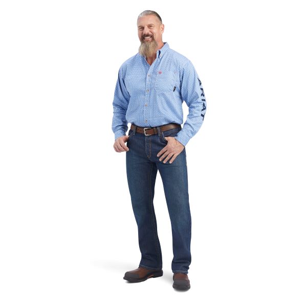 Ariat Turquoise Print FR Lanting Logo Men's Work Shirt 10041688