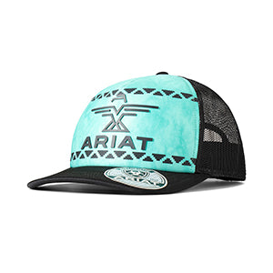 Ariat Turquoise Raised PVC Thunderbird Ladies Snapback Trucker Hat A300088233