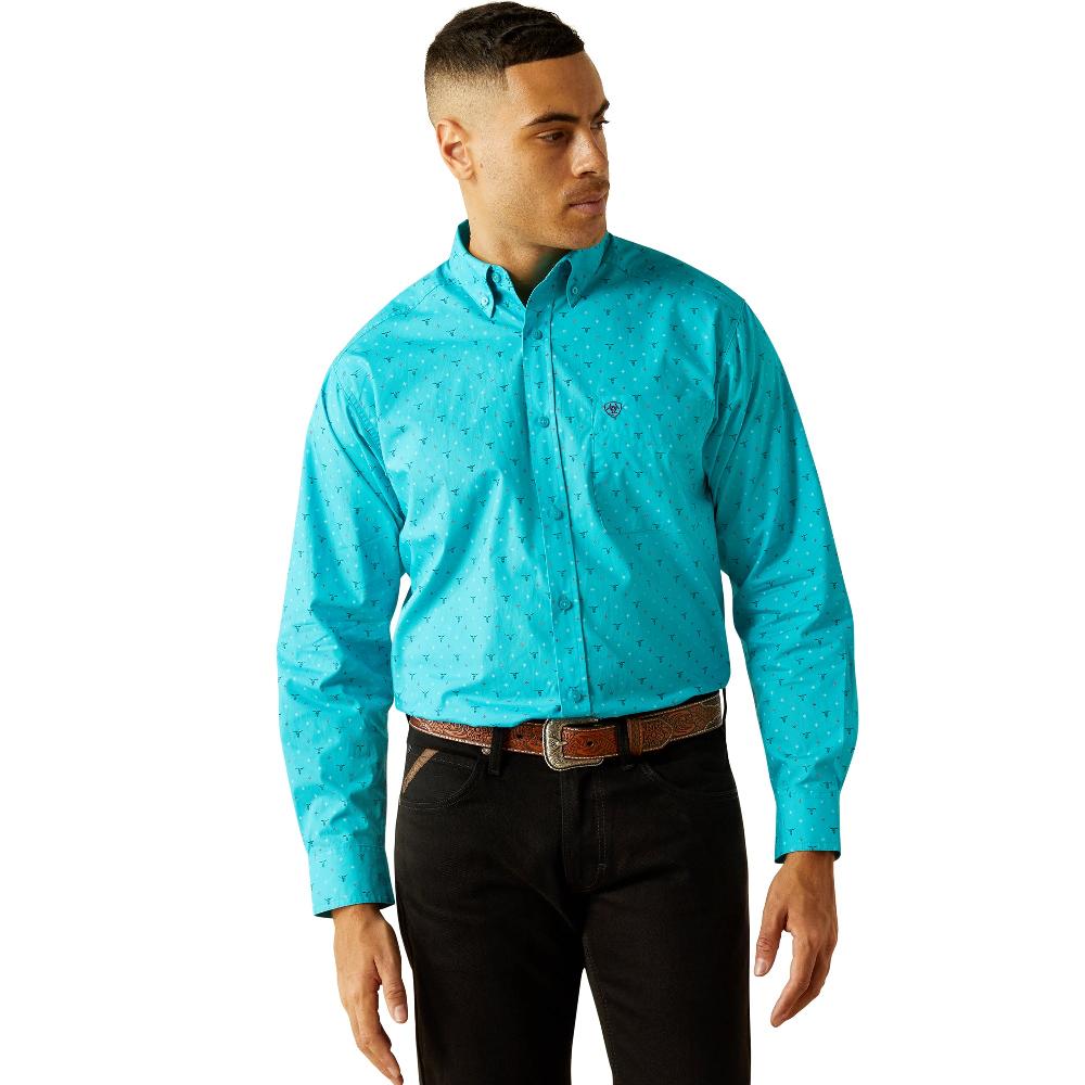 Ariat Turquoise Willke Men's Collared Classic Fit Button Front Longsleeve Shirt 10058762