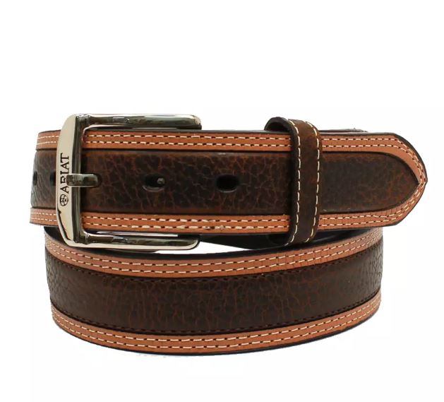 Ariat Two Toned Oiled Men's Rowdy Brown Belt with Reinforced Belt Holes A10004305