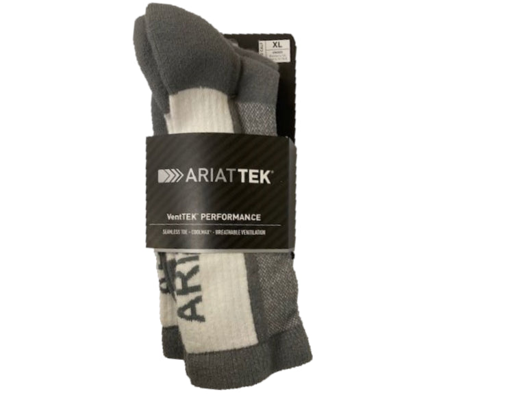 Ariat VentTEK Grey Mid Calf Performance 2 Pair of Socks 2351-050