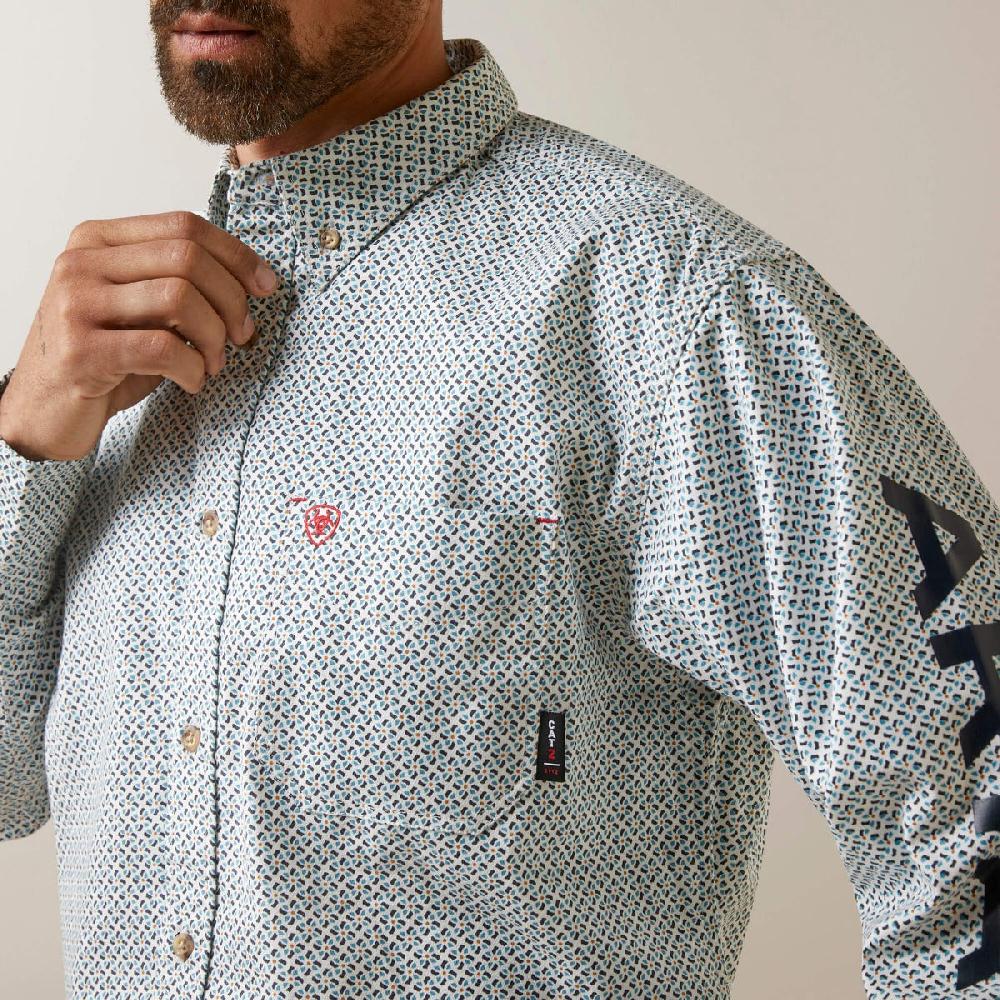 Ariat White FR Hoss Logo DuraStretch Men's Work Shirt 10046545