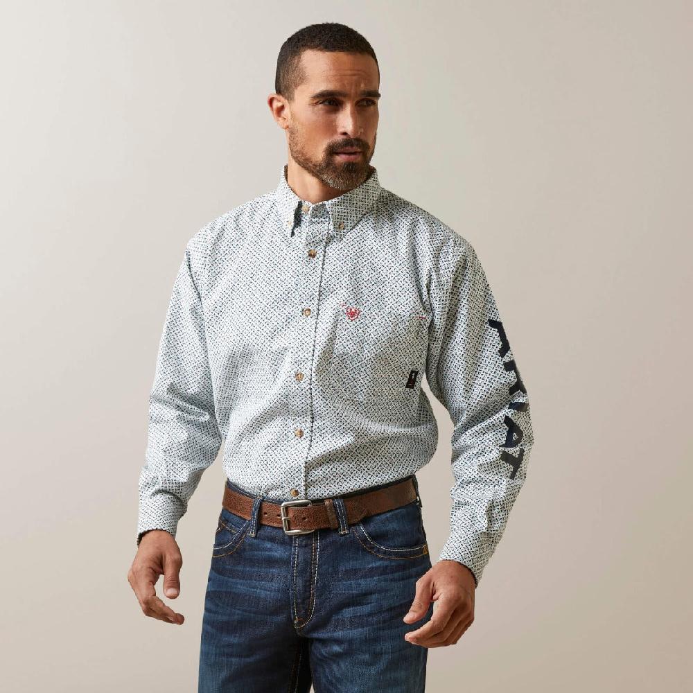 Ariat White FR Hoss Logo DuraStretch Men's Work Shirt 10046545
