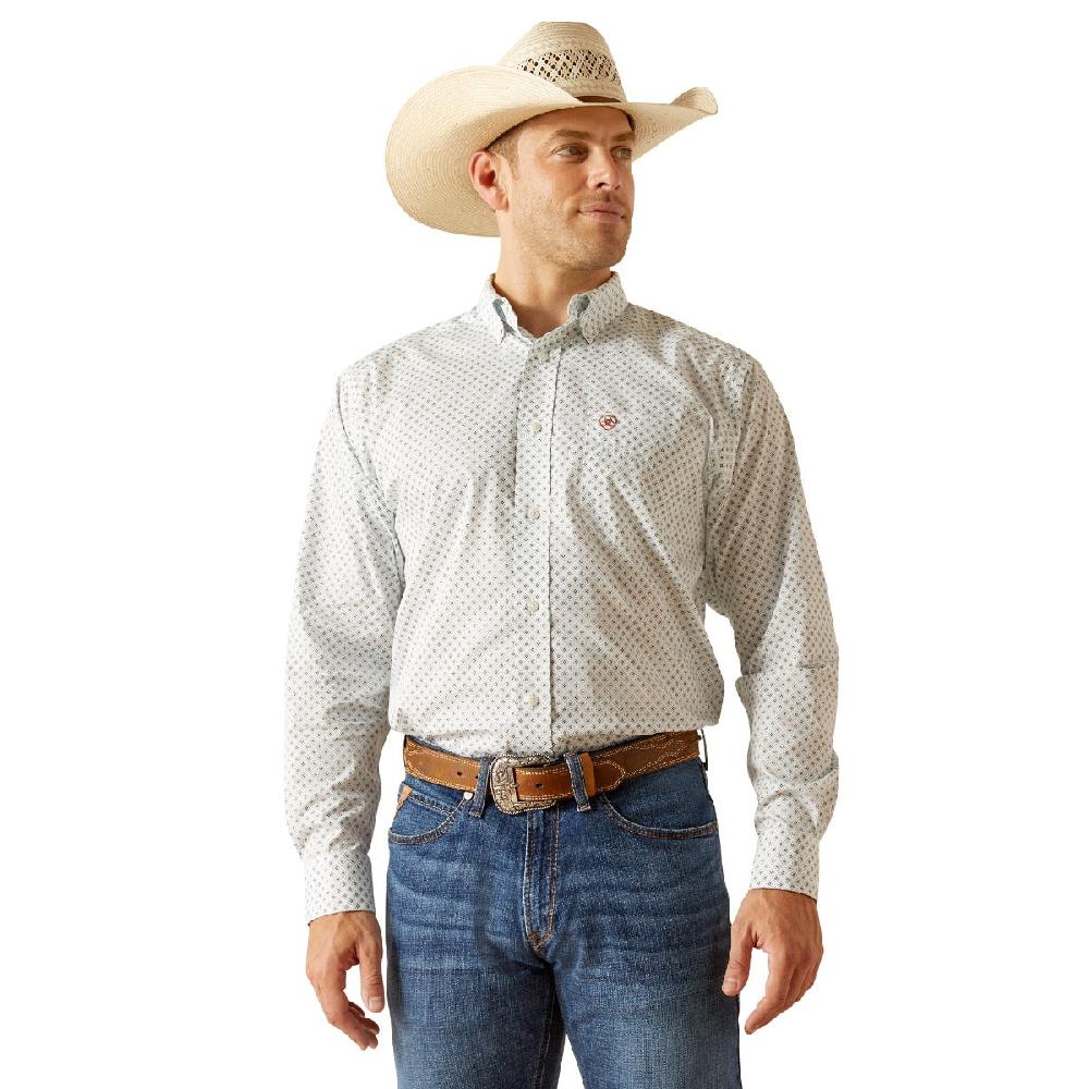Ariat White Irving Wrinkle Free Classic Fit Men's Collared Longsleeve Button Down Shirt 10051505
