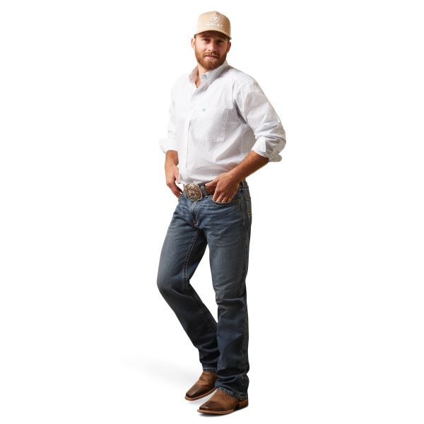 Ariat White Kaine Classic Fit Men's Longsleeve Shirt 10043637