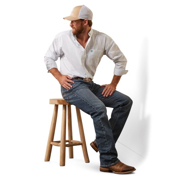 Ariat White Kaine Classic Fit Men's Longsleeve Shirt 10043637
