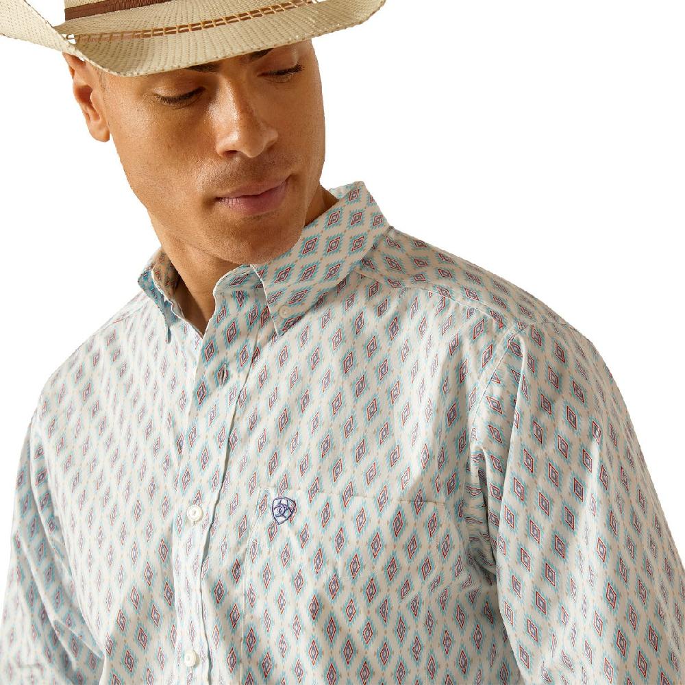 Ariat White Kendrick Mens Fitted Long Sleeve Button Down Western Shirt 10048409