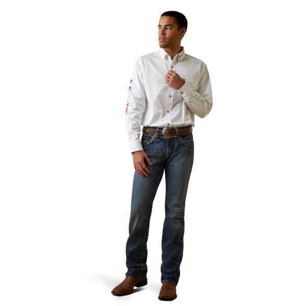 Ariat White Mexico Team Logo Twill Classic Fit Men's Shirt 10040911