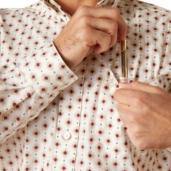 Ariat White Naten Men's Fitted Longsleeve Button Down Shirt 10047374