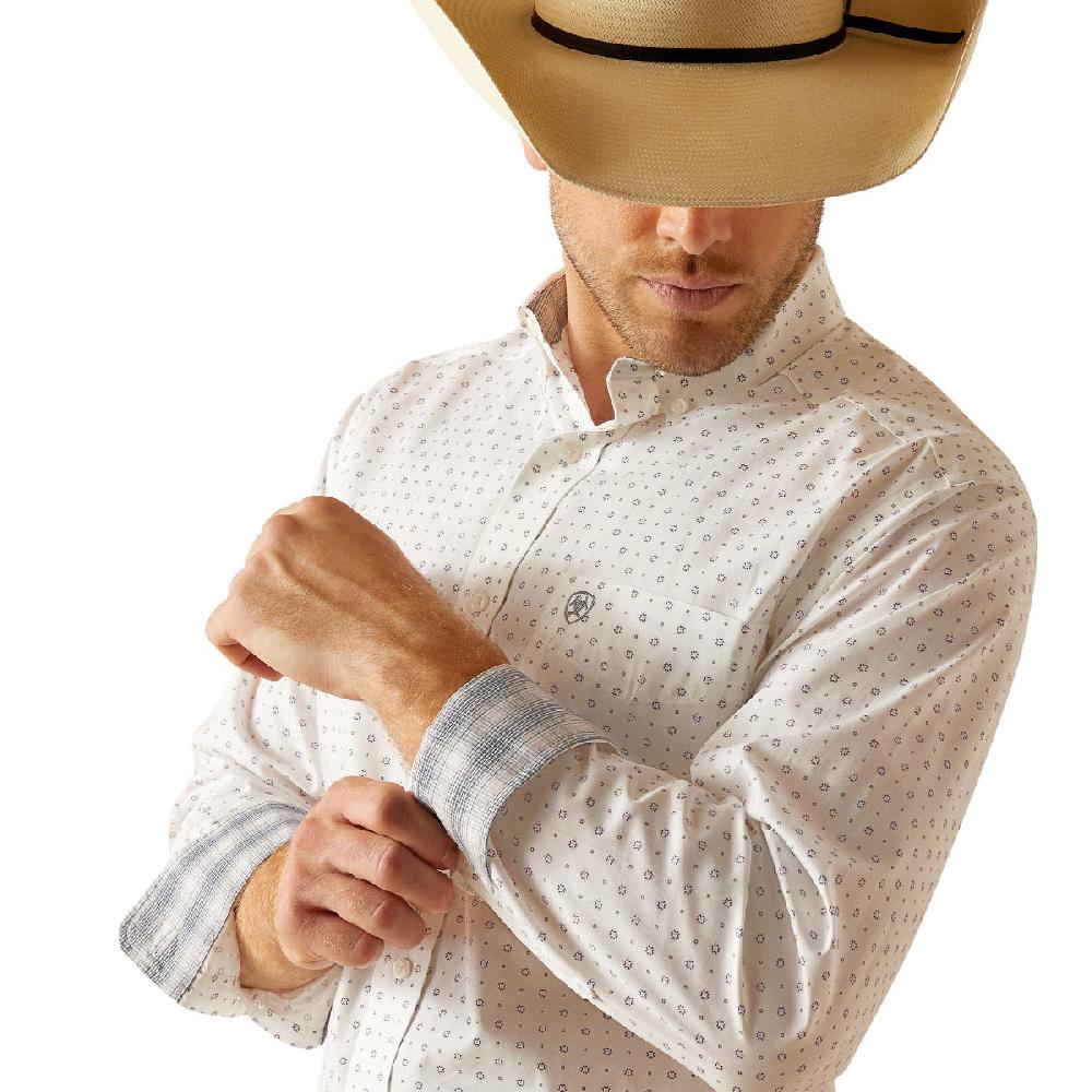 Ariat White Ogden Men's Collared Wrinkle Free Classic Fit Long Sleeve Button Down Shirt 10050527