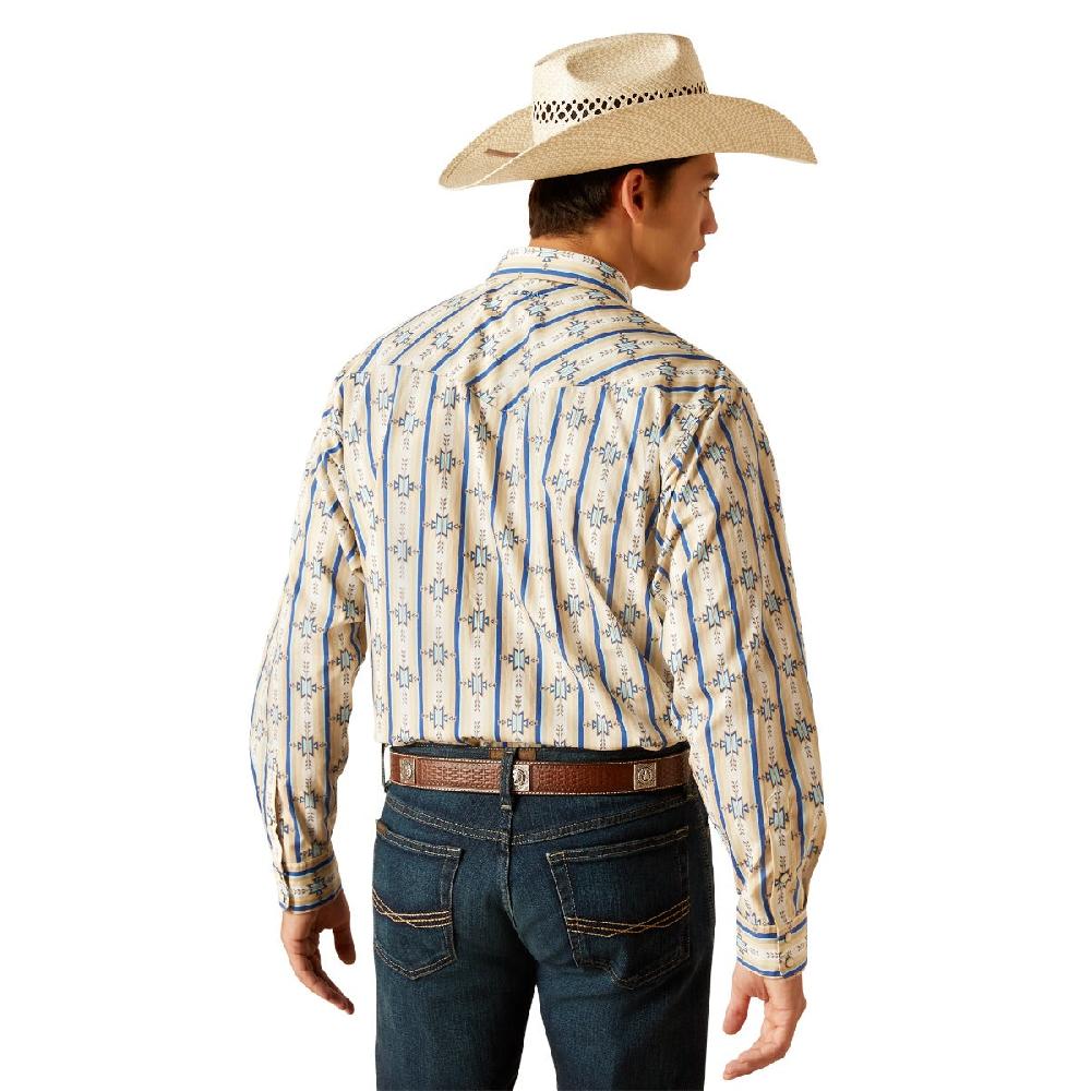 Ariat White Preston Classic Fit Men's Longsleeve Collared Snap Shirt 10048540