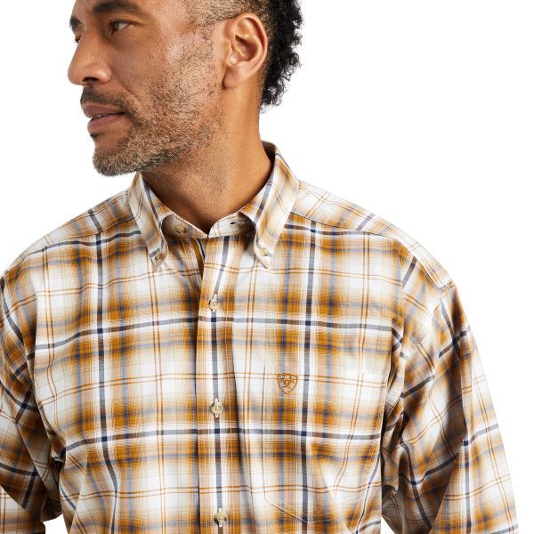 Ariat White Pro Series Geri Stretch Classic Fit Plaid Men's Longsleeve Button Front Shirt 10042377