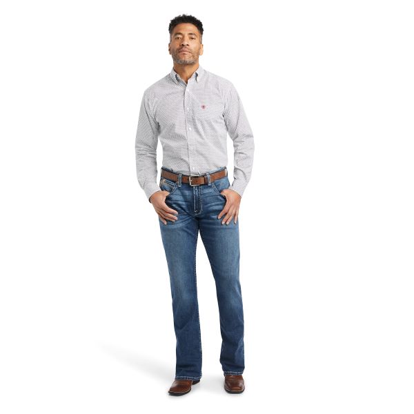 Ariat White Warwick Men's Fitted Button Down Shirt With Print 10042196