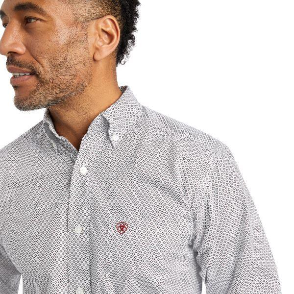 Ariat White Warwick Men's Fitted Button Down Shirt With Print 10042196