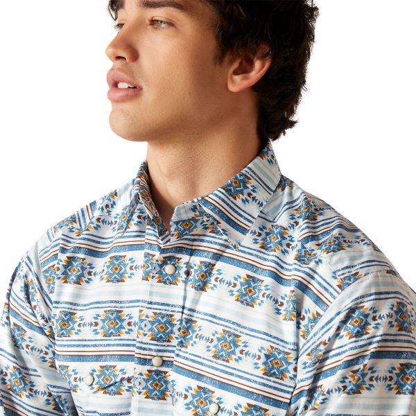 Ariat White (with Aztec Print) Garith Men's Classic Fit Longsleeve Snap Shirt 10046577