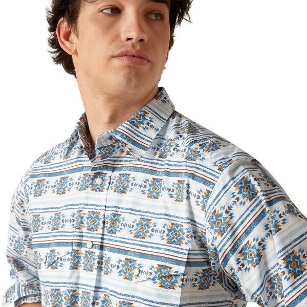 Ariat White (with Aztec Print) Garith Men's Classic Fit Longsleeve Snap Shirt 10046577