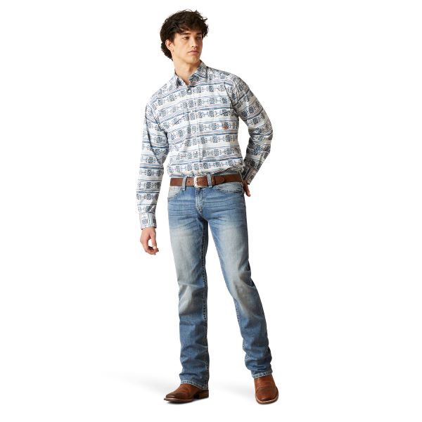 Ariat White (with Aztec Print) Garith Men's Classic Fit Longsleeve Snap Shirt 10046577