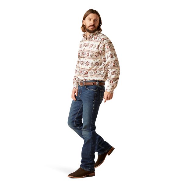 Ariat White With Aztec Print Shay Classic Fit Men's Shirt 10046216