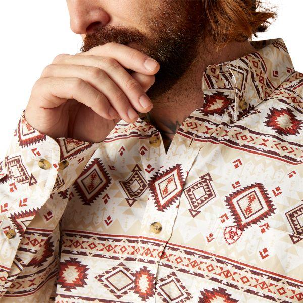 Ariat White With Aztec Print Shay Classic Fit Men's Shirt 10046216