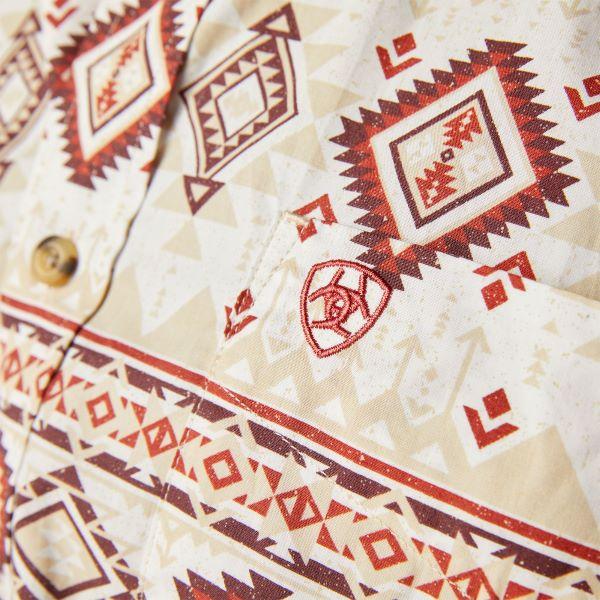 Ariat White With Aztec Print Shay Classic Fit Men's Shirt 10046216