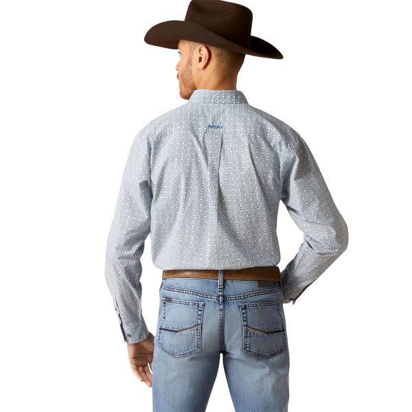 Ariat White With Blue Print Gery Men's Classic Fit Longsleeve Shirt 10046527