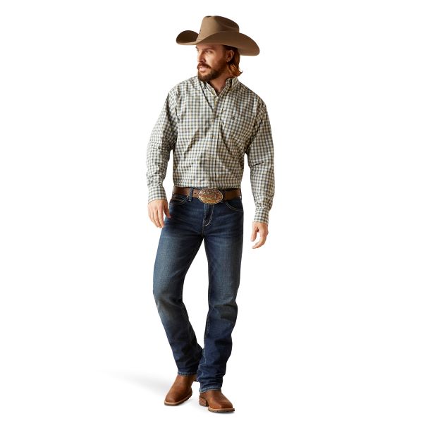 Ariat White With Green Plaid Pro Series Blake Men's Classic Fit Shirt 10046229