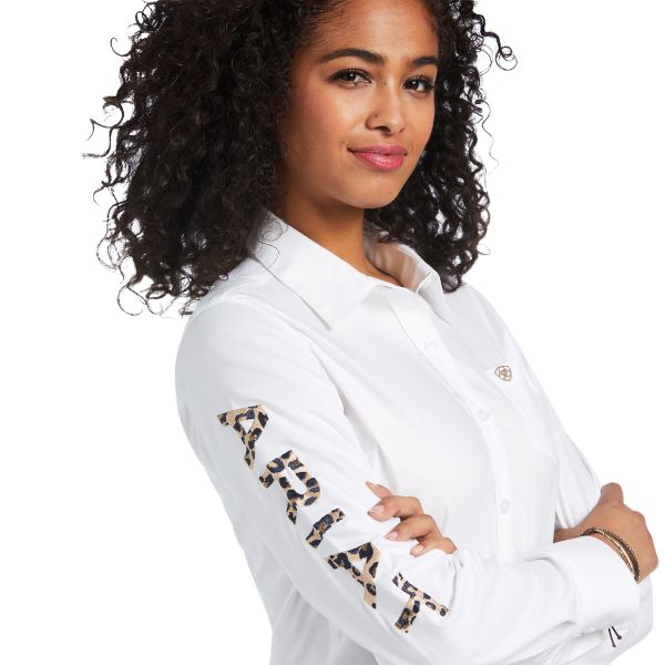 Ariat White With Leopard Logo Team Kirby Womens Stretch Shirt 10039457