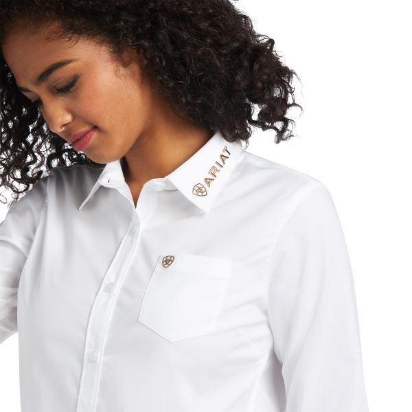 Ariat White With Leopard Logo Team Kirby Womens Stretch Shirt 10039457