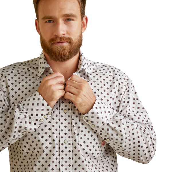 Ariat White (with Print) Aiden Classic Fit Longsleeve Men's Shirt 10045047