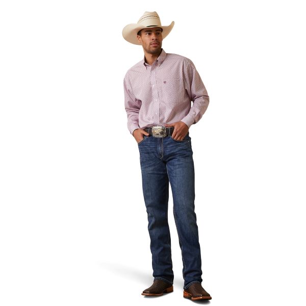 Ariat White With Print Oakly Men's Classic Fit Wrinkle Free Shirt 10043857