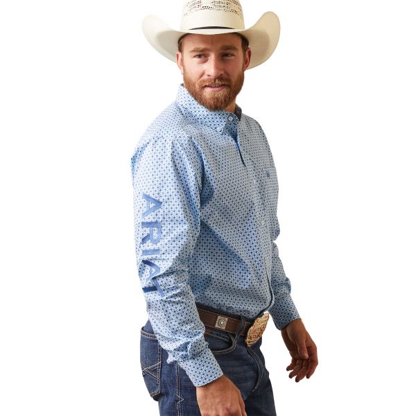 Ariat White With Print Team Syed Fitted Men's Button Down Shirt 10043854