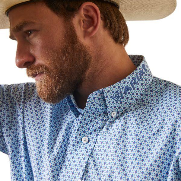 Ariat White With Print Team Syed Fitted Men's Button Down Shirt 10043854
