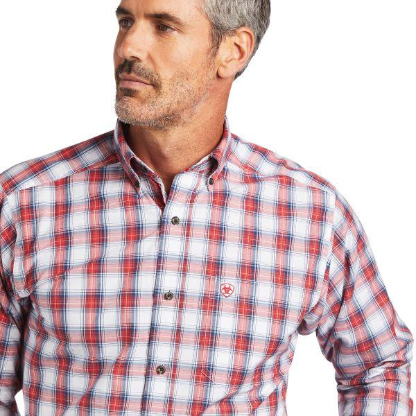 Ariat White With Red Plaid Findley Pro Series Mens Fitted Shirt 10040570