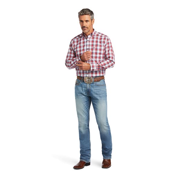 Ariat White With Red Plaid Findley Pro Series Mens Fitted Shirt 10040570
