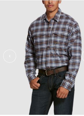 Ariat Wildcat Plaid Rebar Flannel Durastretch Long Sleeve Work Shirt 10027820