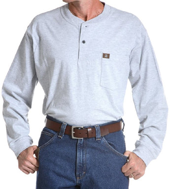 Ash Riggs Workwear Long Sleeve 2-Button Henley Wrangler Mens Shirts