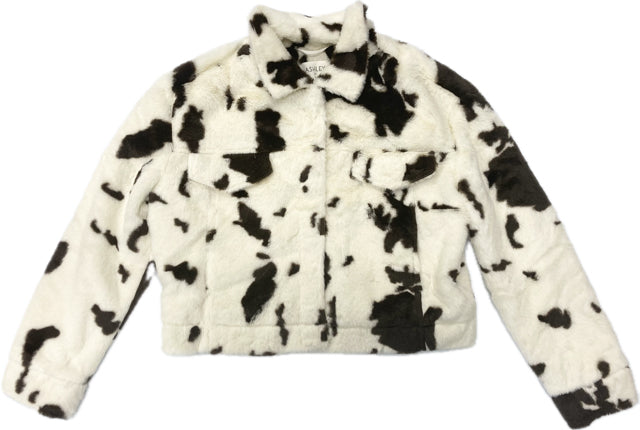 Ashley by 26 International Brown/White (Offwhite) Cowprint Women's Trucker Jacket V11560-BRNWHT