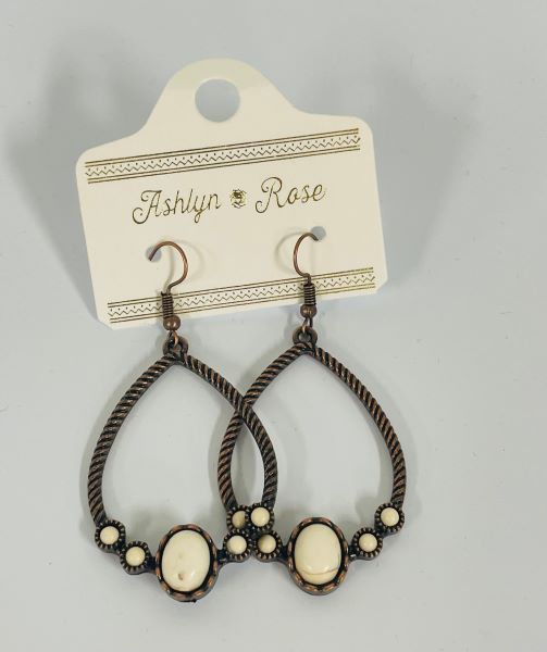 Ashlyn Rose Copper Color and Cream Teardrop Statement Earrings AE9772-CCRM