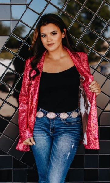 Ashlyn Rose Iridescent Crystal A Weekend In Dallas Oval Concho Link Belt B9683SAB-REG