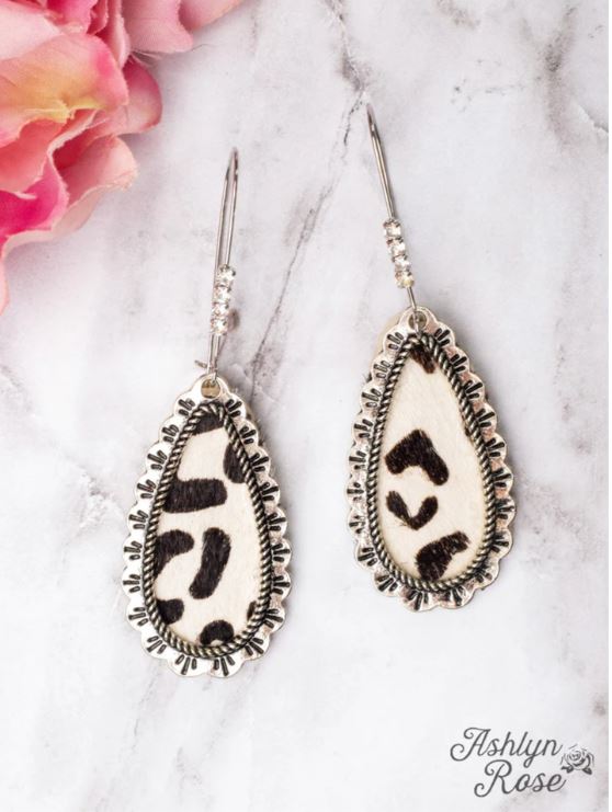 Ashlyn Rose Making Memories White Leopard Teardrop Earrings AE9599CH