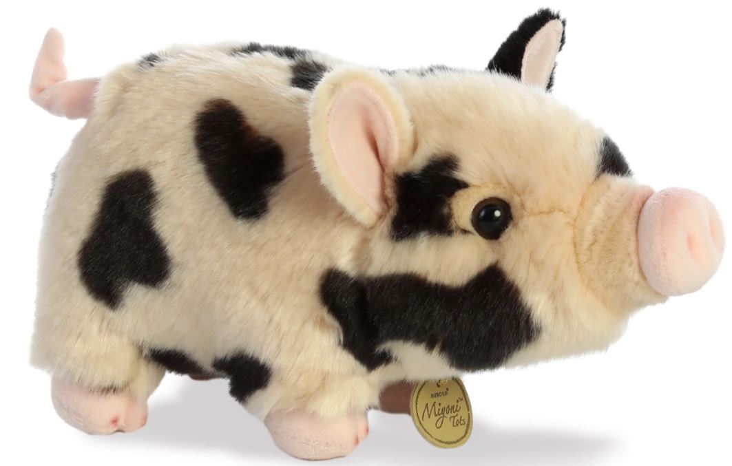Aurora 11 Inch Pot-Bellied Piglet Spotted Miyoni Plush Animal 26357