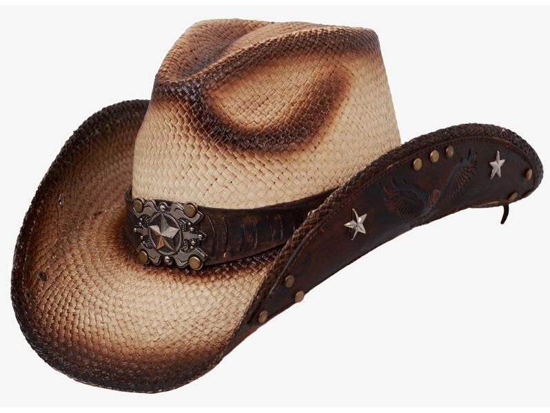 Austin Handmade Hats Natural and Brown American Pride Straw Hat with Stars 05-707