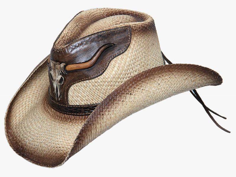 Austin Handmade Hats Natural and Brown Longhorn Straw Hat 05-406