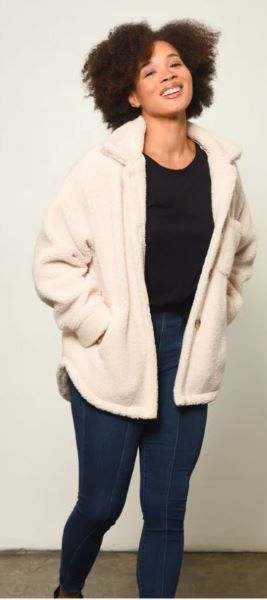 Baciano Solid Ivory Danielle Button Closure Women's Jacket 7101-IVORY