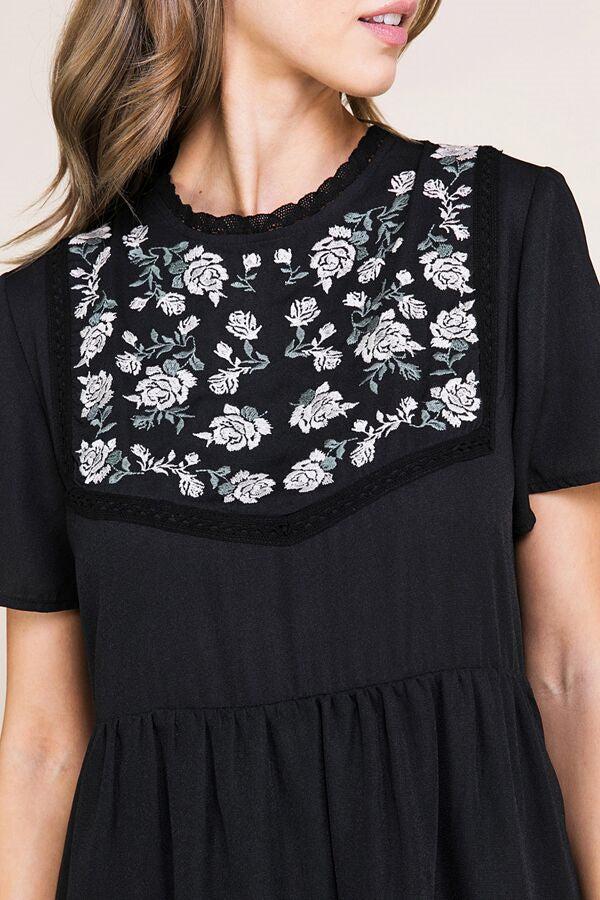Baevely Black Embroider Detail Open Back Womens Dress BD4028