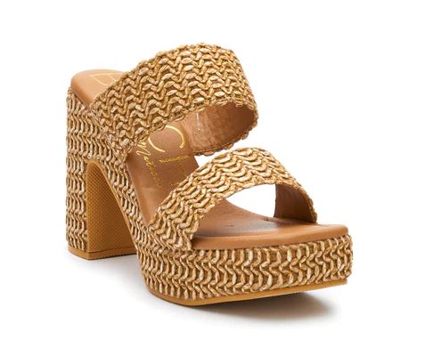 Beach by Matisse Cognac Gem Raffia Women's Platform Heel Sandals GEM-RAFFIA