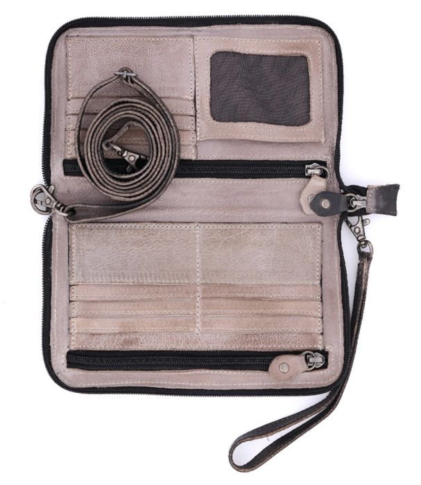 Bed Stu Black Grey Rustic Templeton II Womens Everyday Wallet A450195