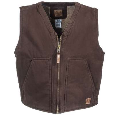 Berne Bark Sherpa Lined Washed Cotton Duck Mens Work Vest VW531-BB