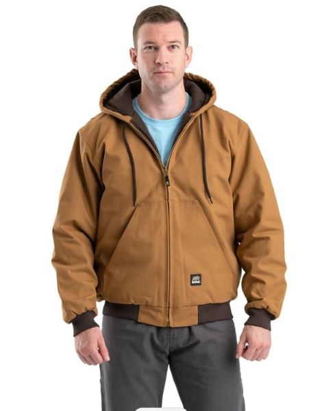 Berne Brown Duck Heritage Duck Hooded Men's Active Work Jacket HJ51-BD